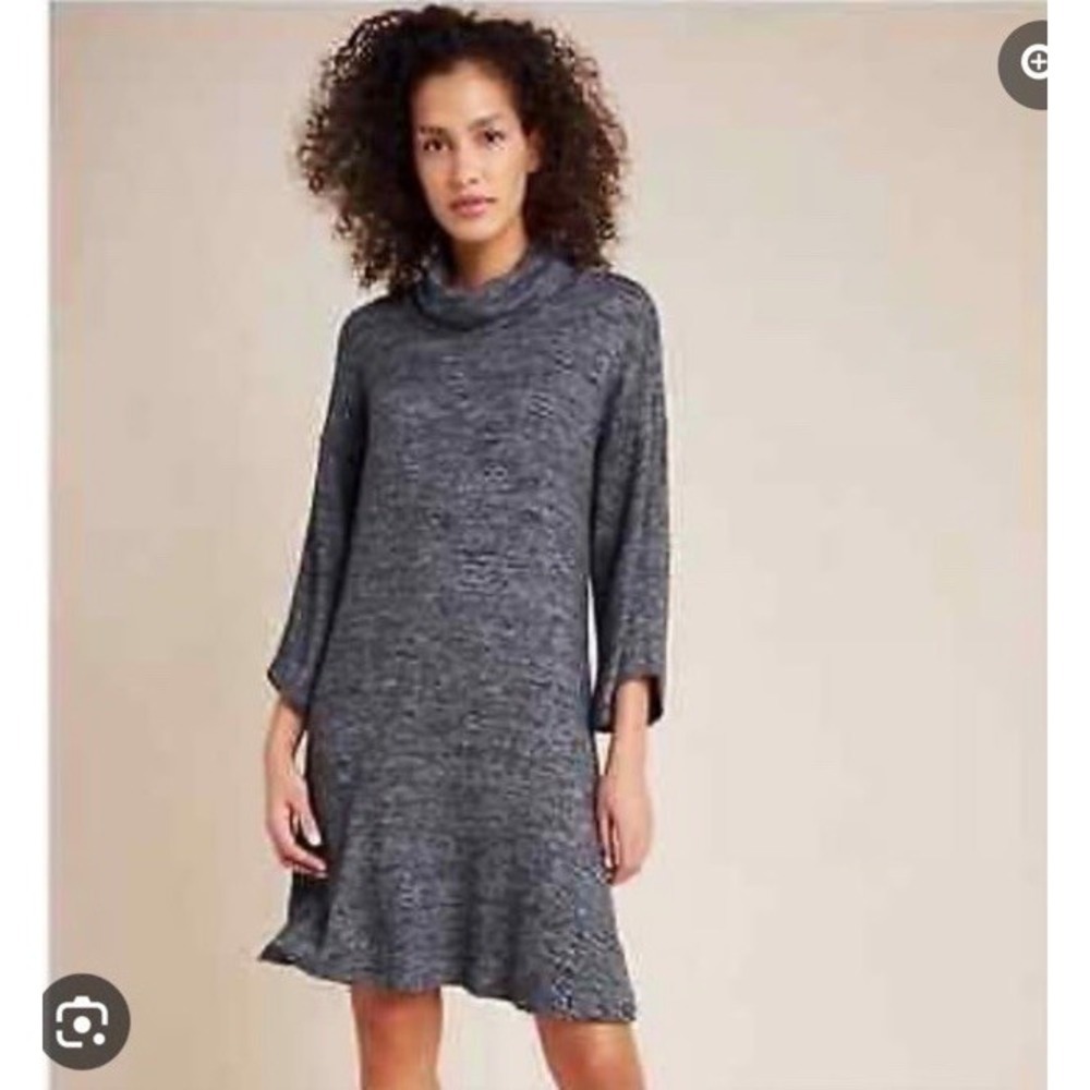 Saturday Sunday Anthropologie Gray Marled Cowl Neck Sweater Dress Midi Large